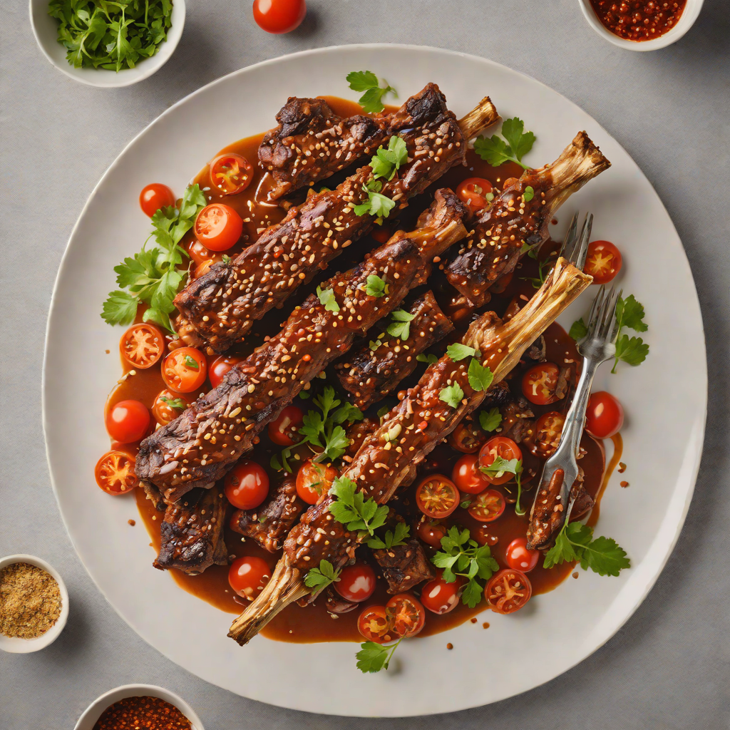 Braised Lamb Back Ribs with Moroccan Spices and Tomato