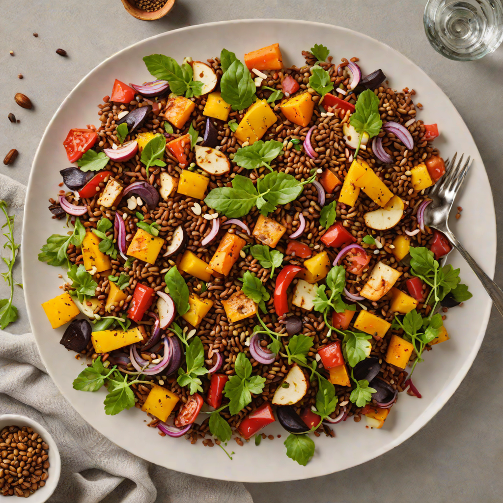 Supergirl-Inspired Red Quinoa Salad with Roasted Vegetables