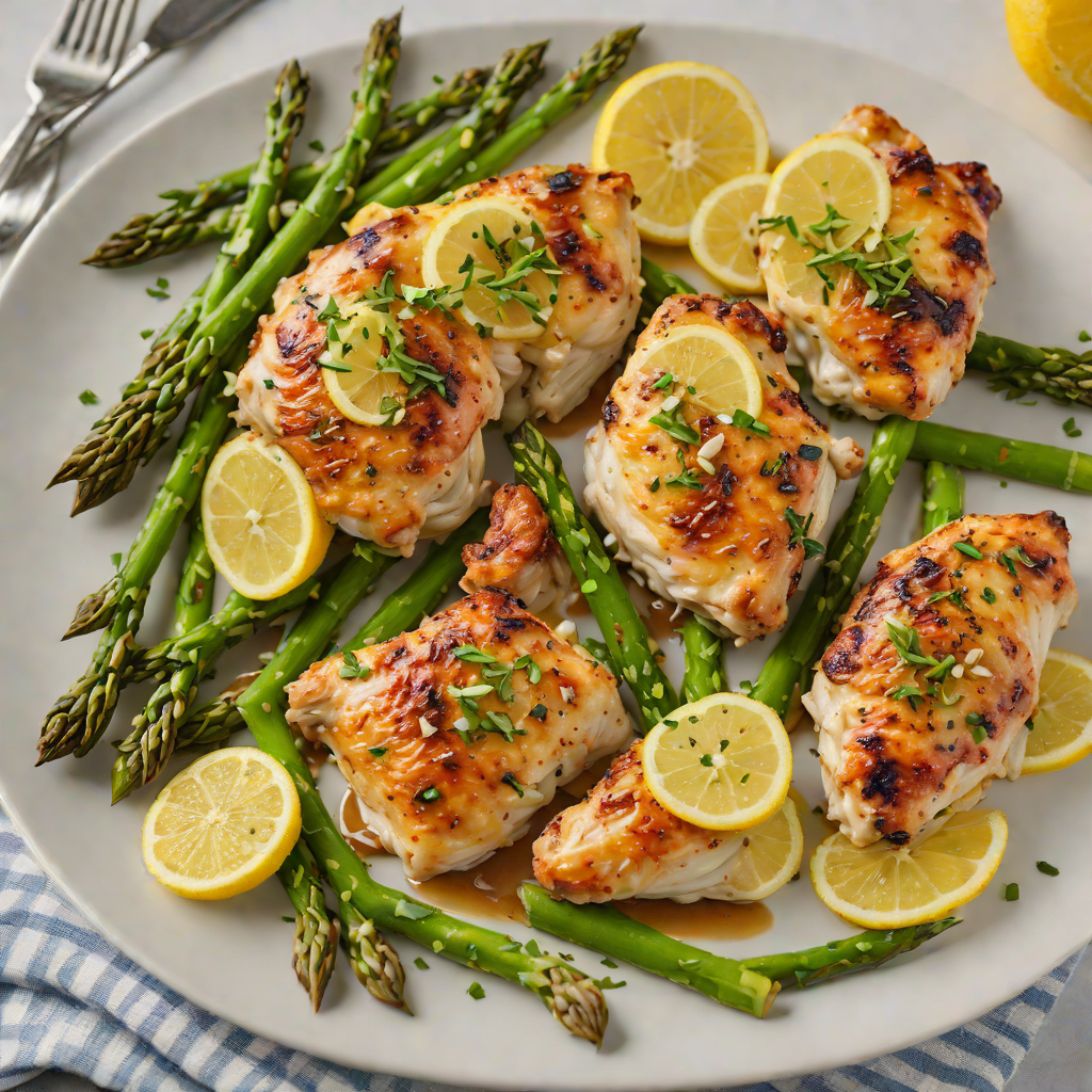 Oven-Roasted Lemon-Garlic Chicken Thighs with Asparagus