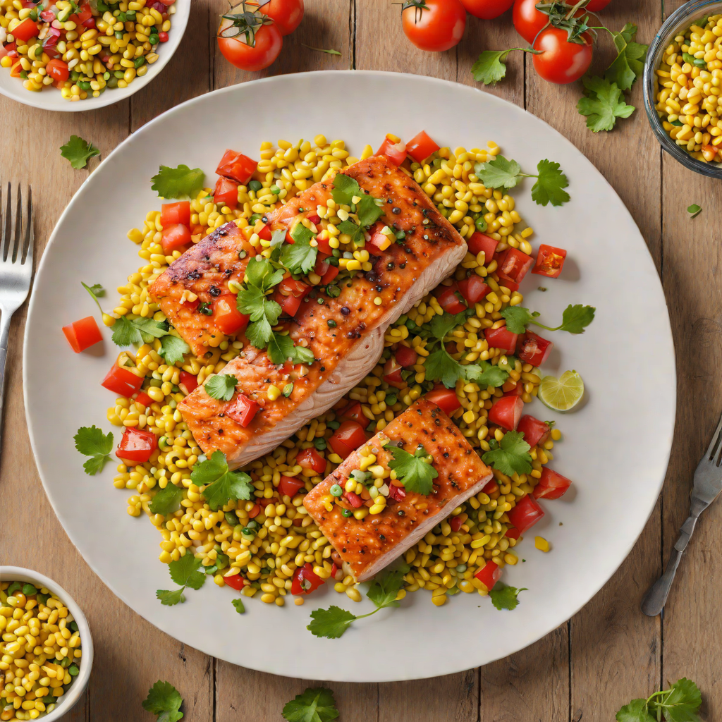 Pan-Seared Salmon with Charred Corn and Tomato Salsa