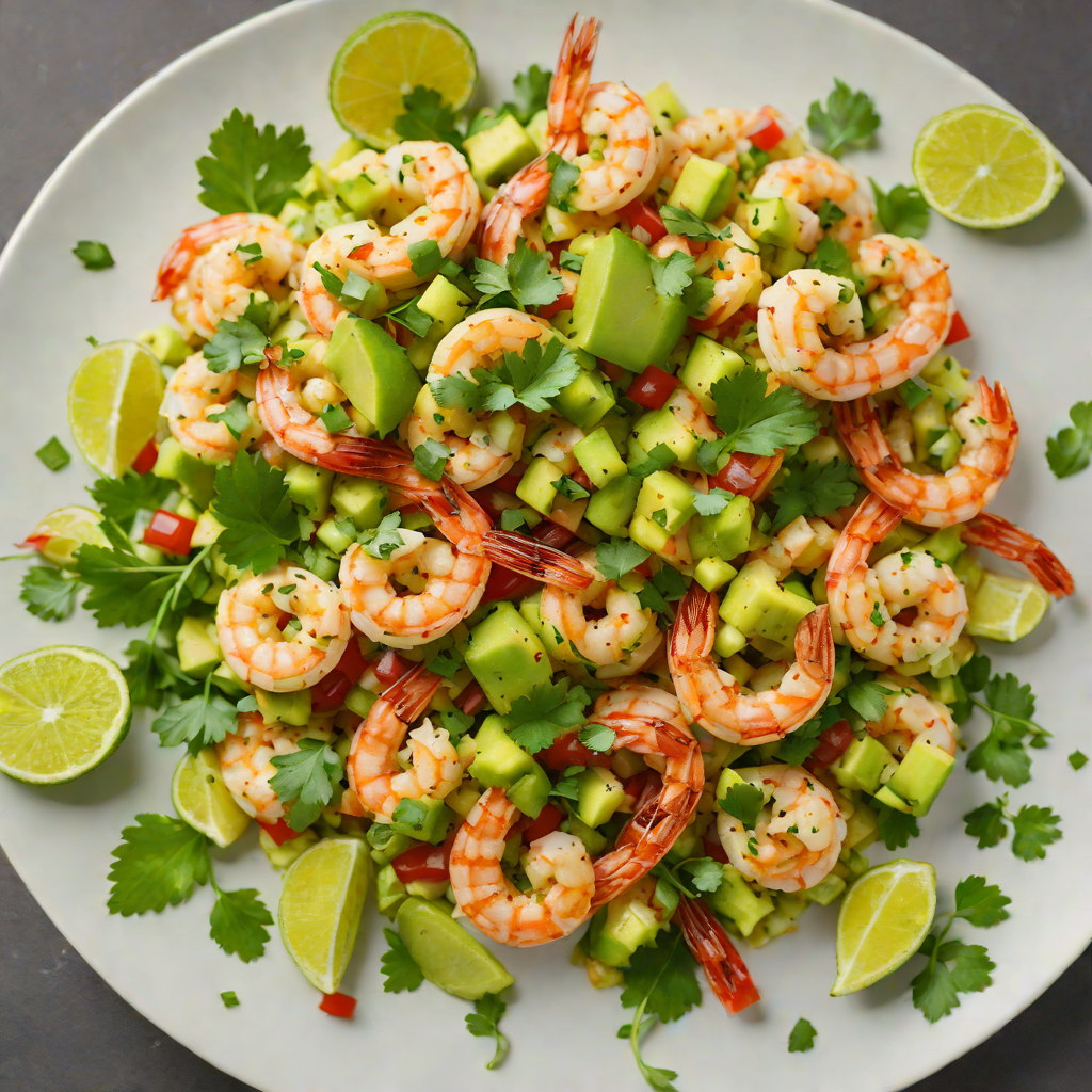 Sautéed Shrimp with Avocado Salsa and Cilantro