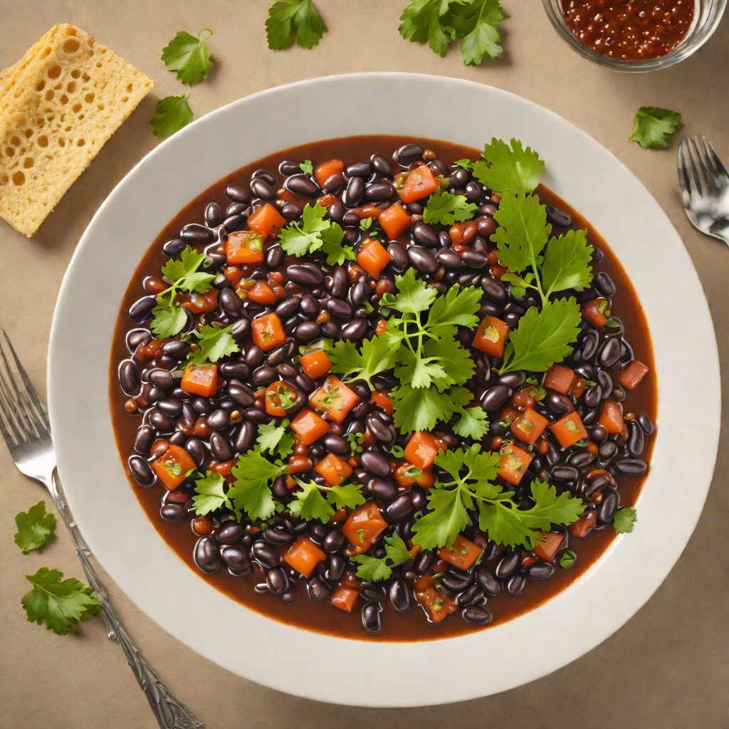 Stewed Caribbean Black Beans with Sofrito and Cilantro