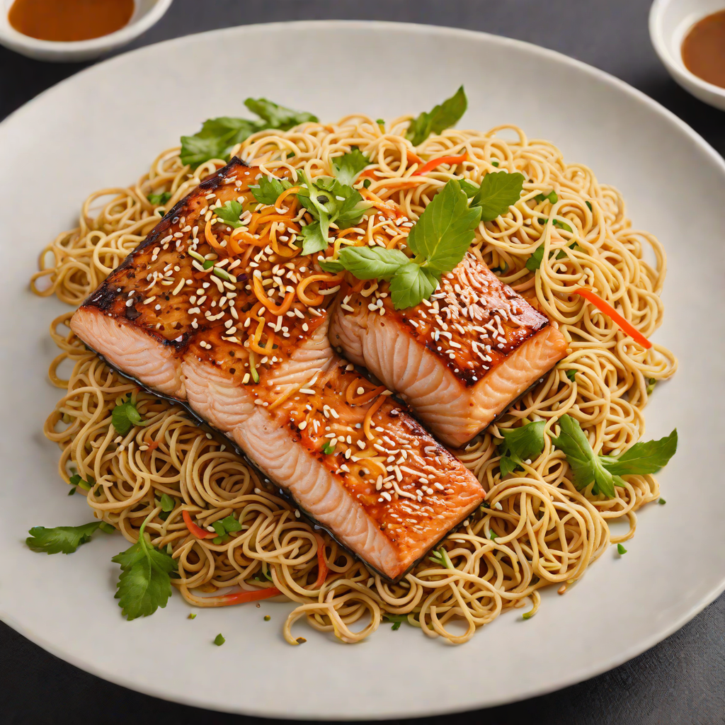 Honey-Ginger Glazed Salmon with Sesame Noodles