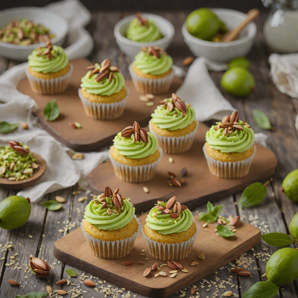 Pistachio Almond Cupcakes with Rosewater Buttercream