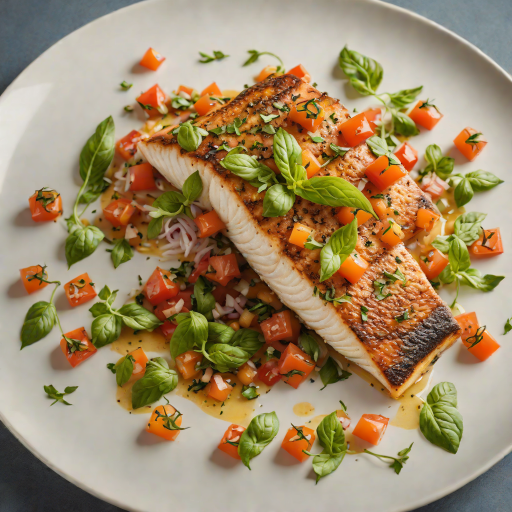 Pan-Seared Sea Bass with Summer Tomato and Basil Relish