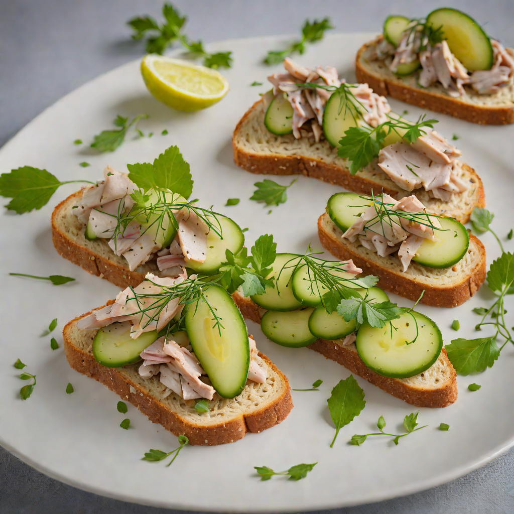 Rugbrød Open Sandwich with Smoked Herring and Pickled Cucumber