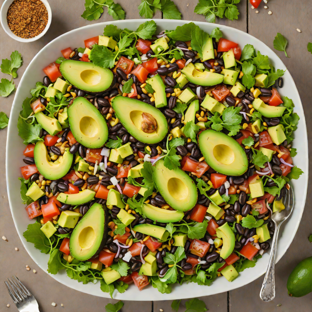 Half-Avocado and Black Bean Mexican Salad