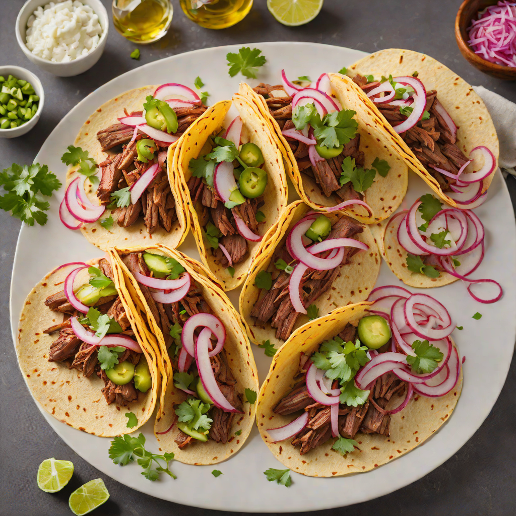 Grilled Texas-Style Smoked Brisket Tacos with Pickled Onions