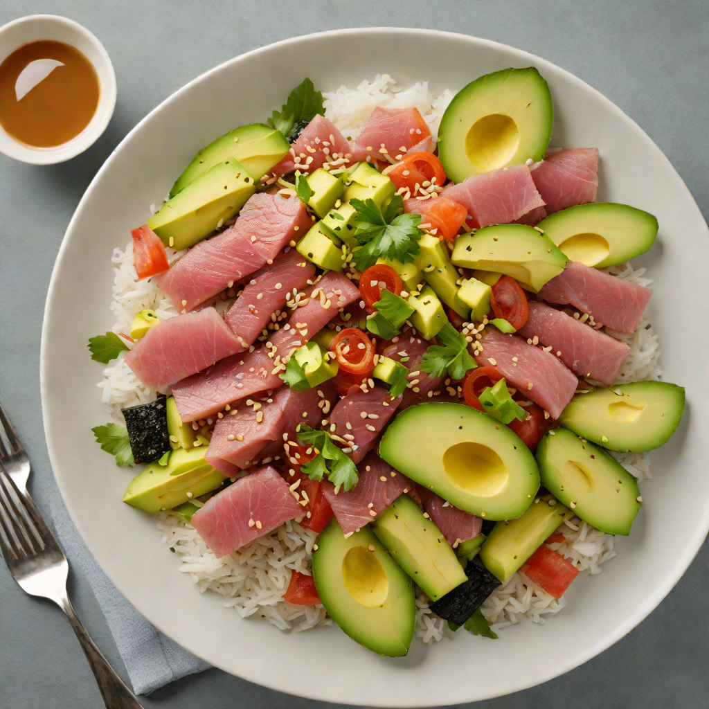 Sushi-Grade Tuna Poke Bowl with Avocado and Sesame Soy Dressing