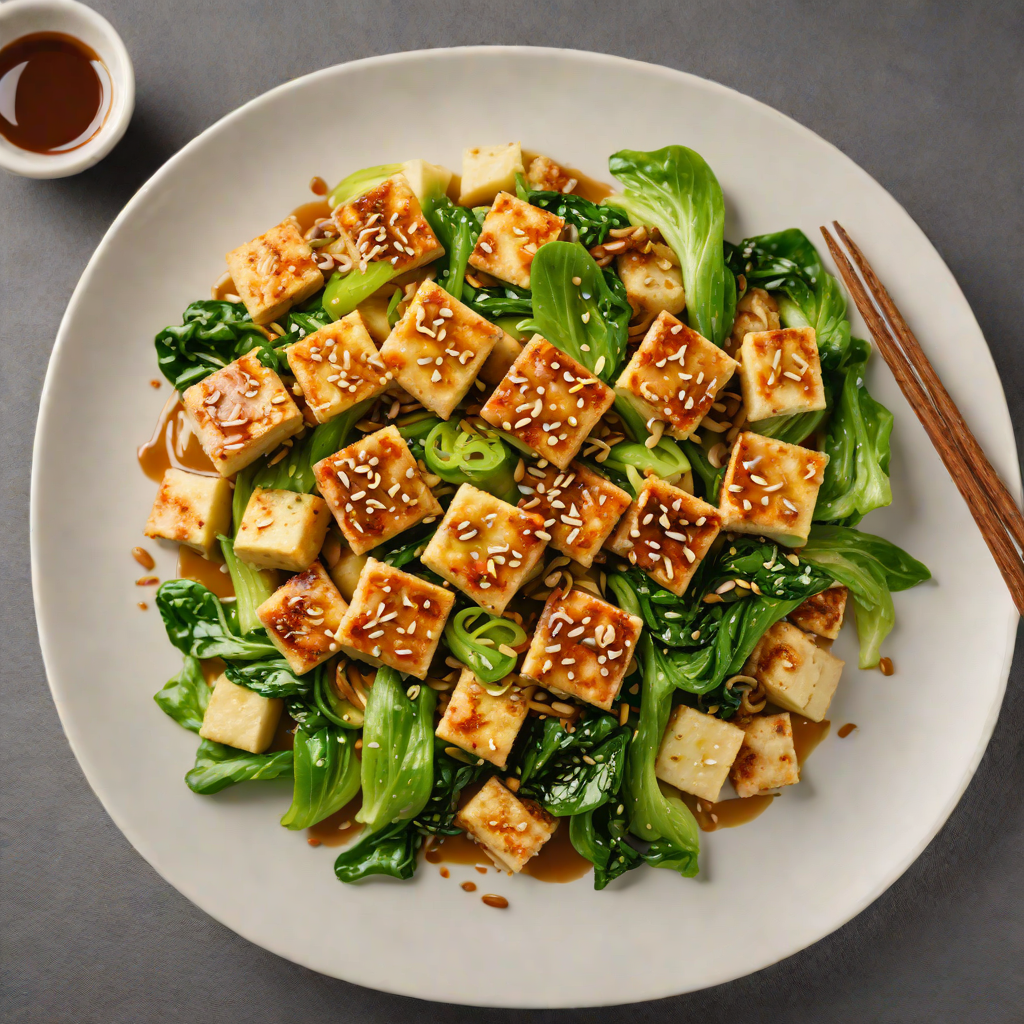 Stir-Fried Tofu with Garlic Ginger and Bok Choy