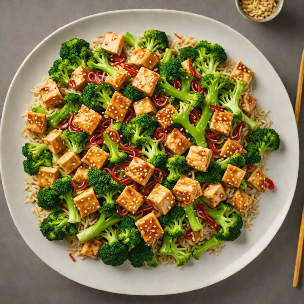 Asian-Style Stir Fry with Tofu and Broccoli in Ginger Garlic Sauce