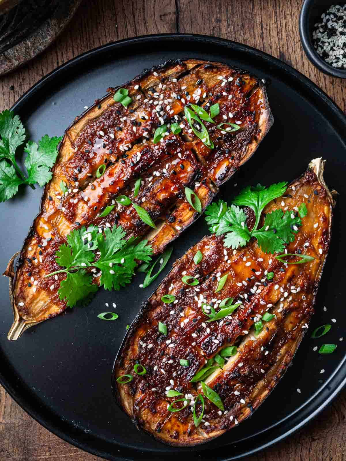 Miso-Glazed Eggplant with Sesame-Ginger Veggies