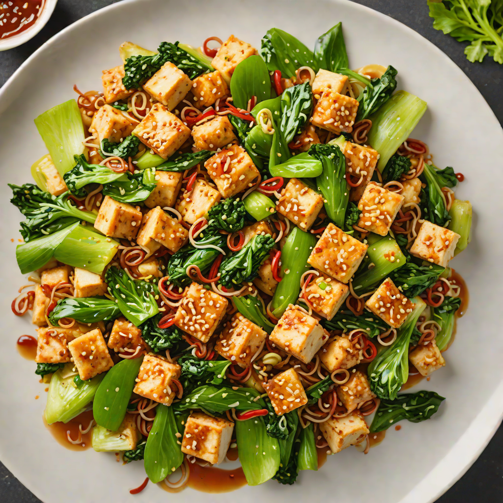Spicy Tofu Stir-Fry with Garlic and Bok Choy