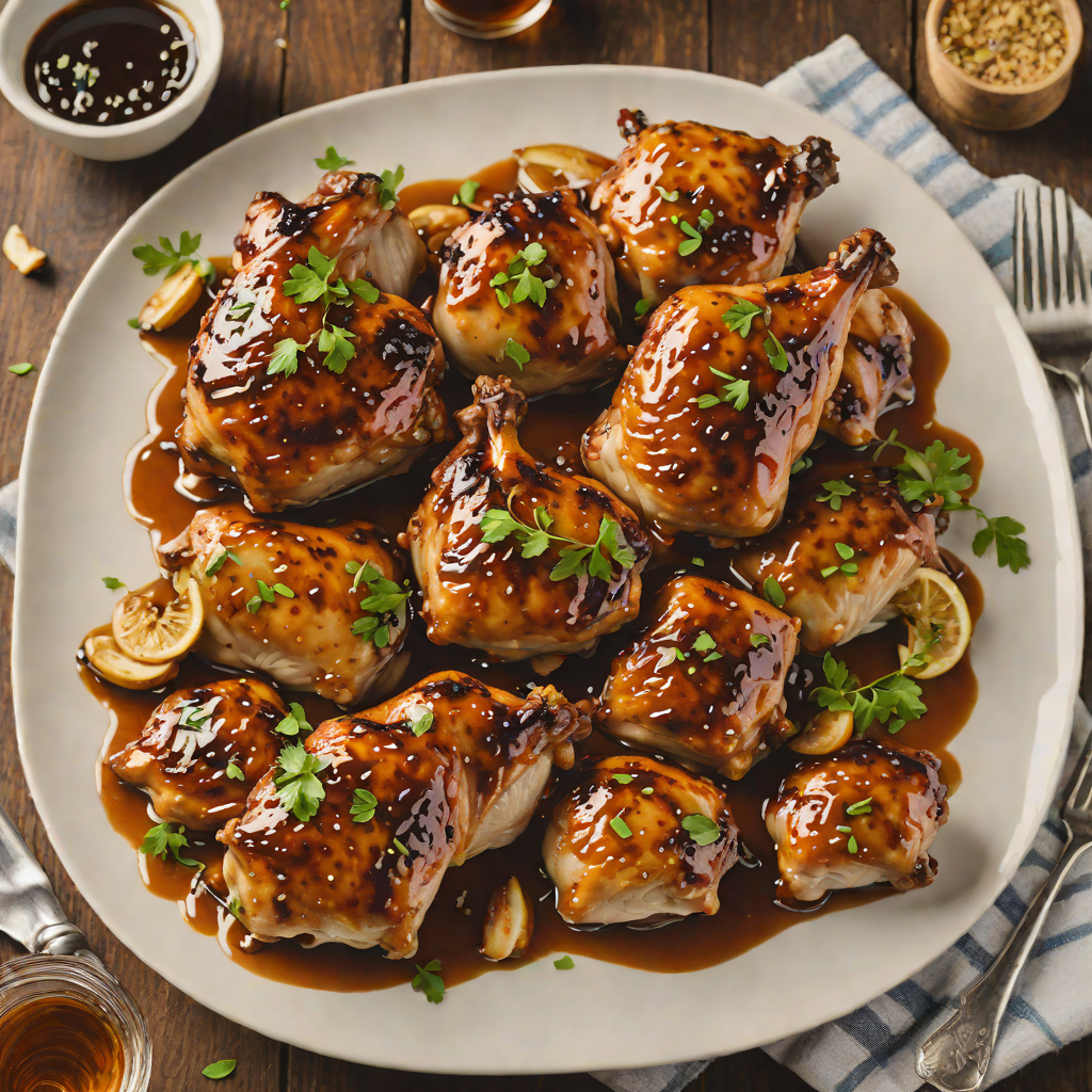 Smoky Whiskey-Glazed Chicken Thighs with Roasted Garlic