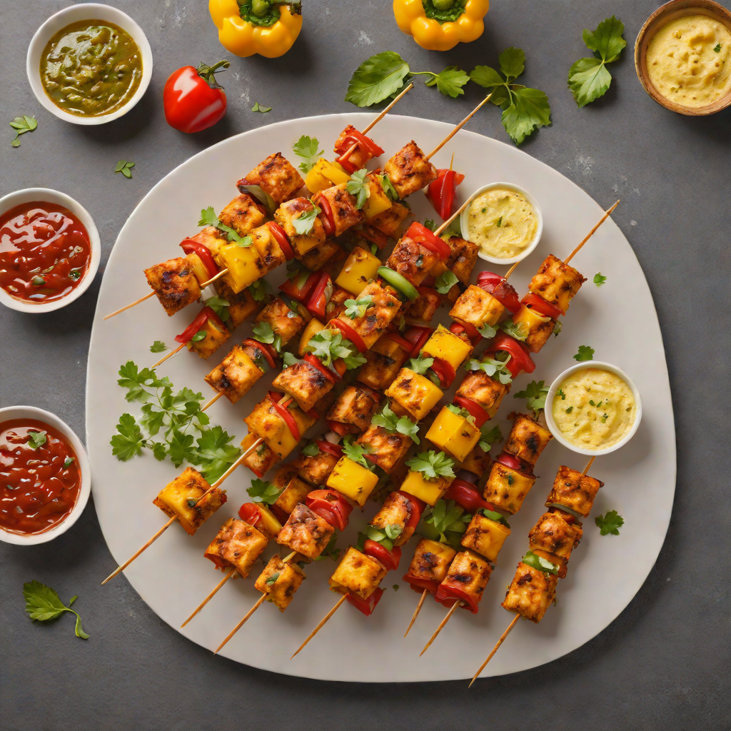 Crispy Paneer Tikka Skewers with Bell Peppers