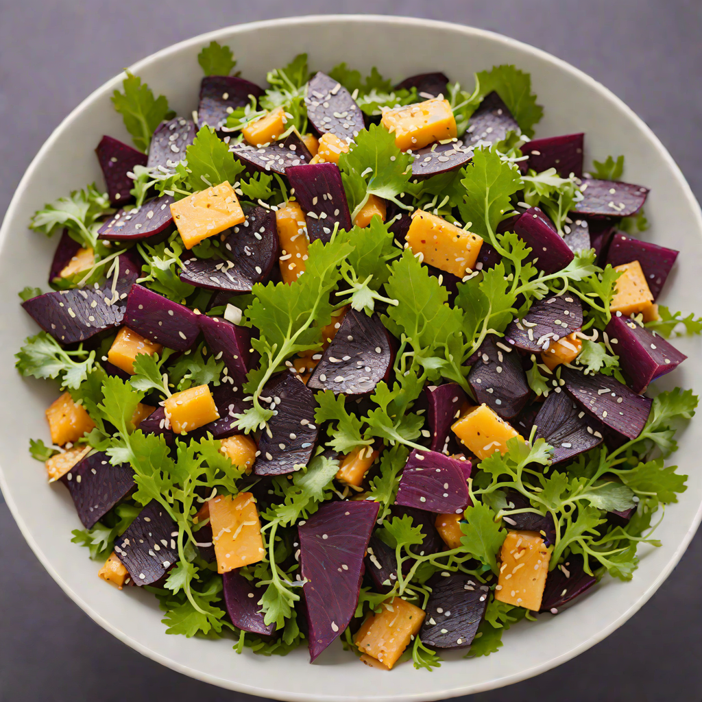 Seaweed and Okinawan Purple Sweet Potato Salad with Sesame Dressing