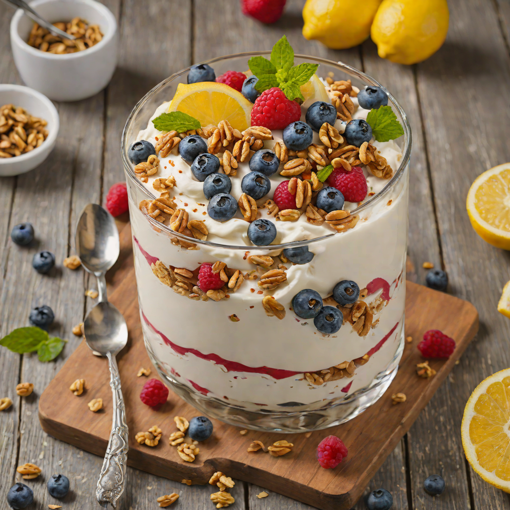 Lemon-Honey Greek Yogurt Parfait with Walnuts and Fresh Berries