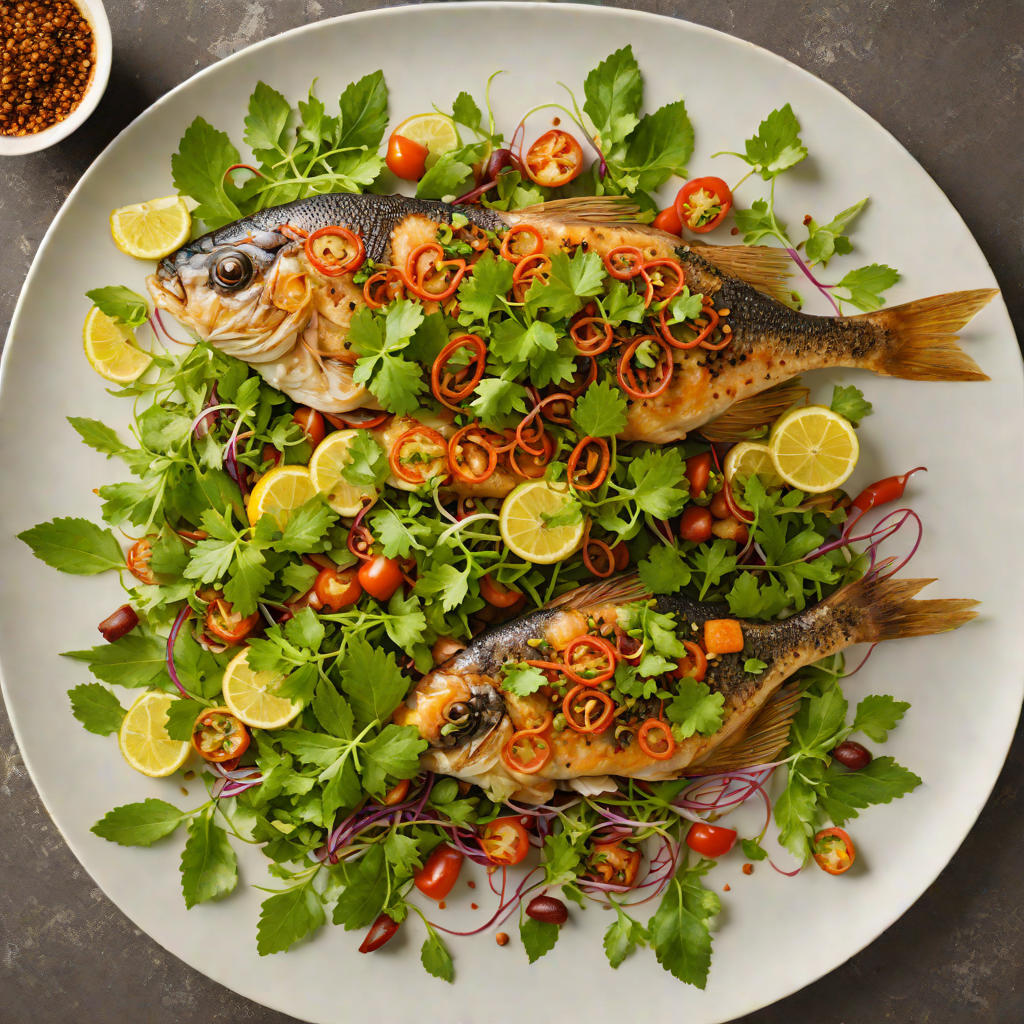 Burmese-Inspired Ginger Tamarind Fish with Fresh Herb Salad