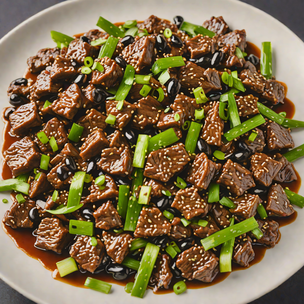 Stir-Fried Beef with Black Bean Sauce and Scallions