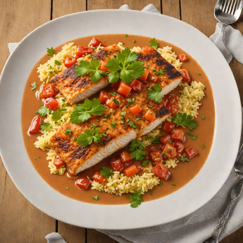 Pan-Seared Catfish with Cajun Spiced Grits and Tomato Gravy