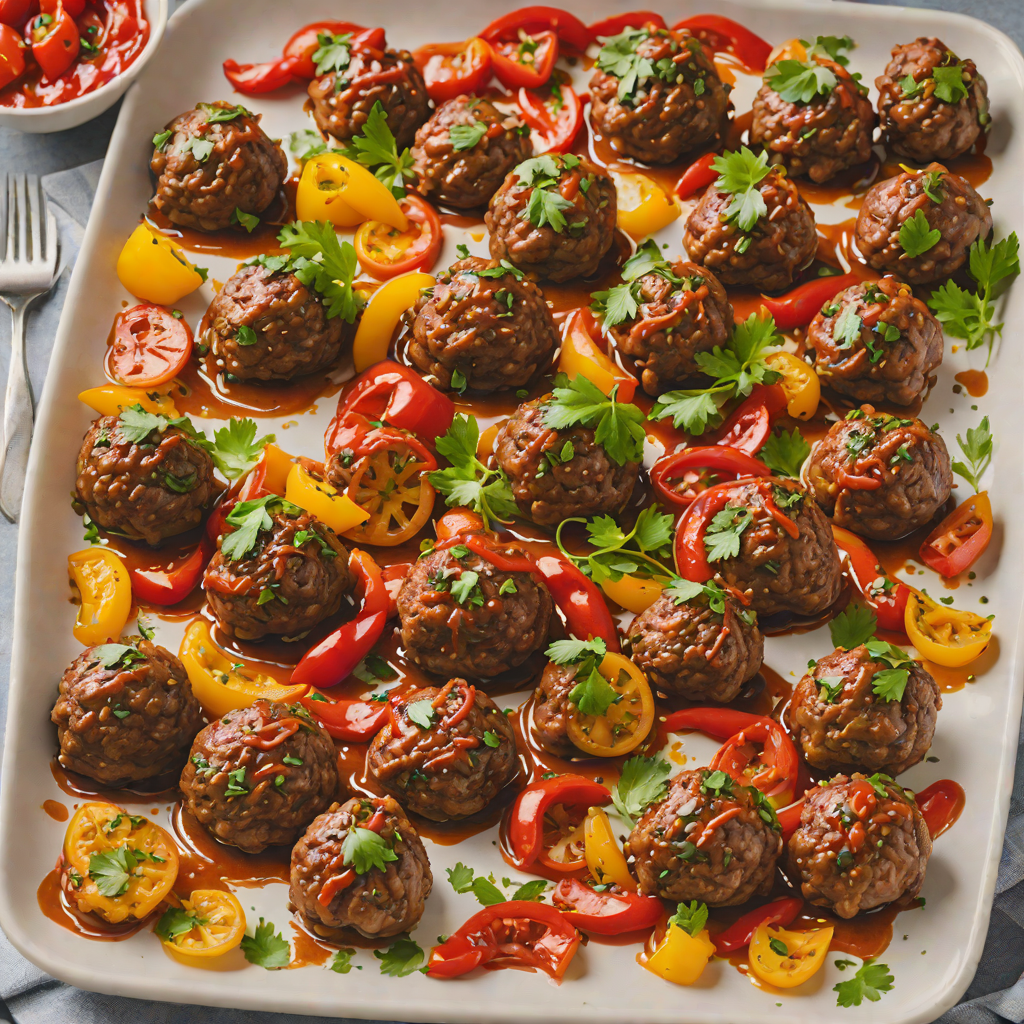Sheet Pan Spicy Colorado Bison Meatballs with Roasted Peppers