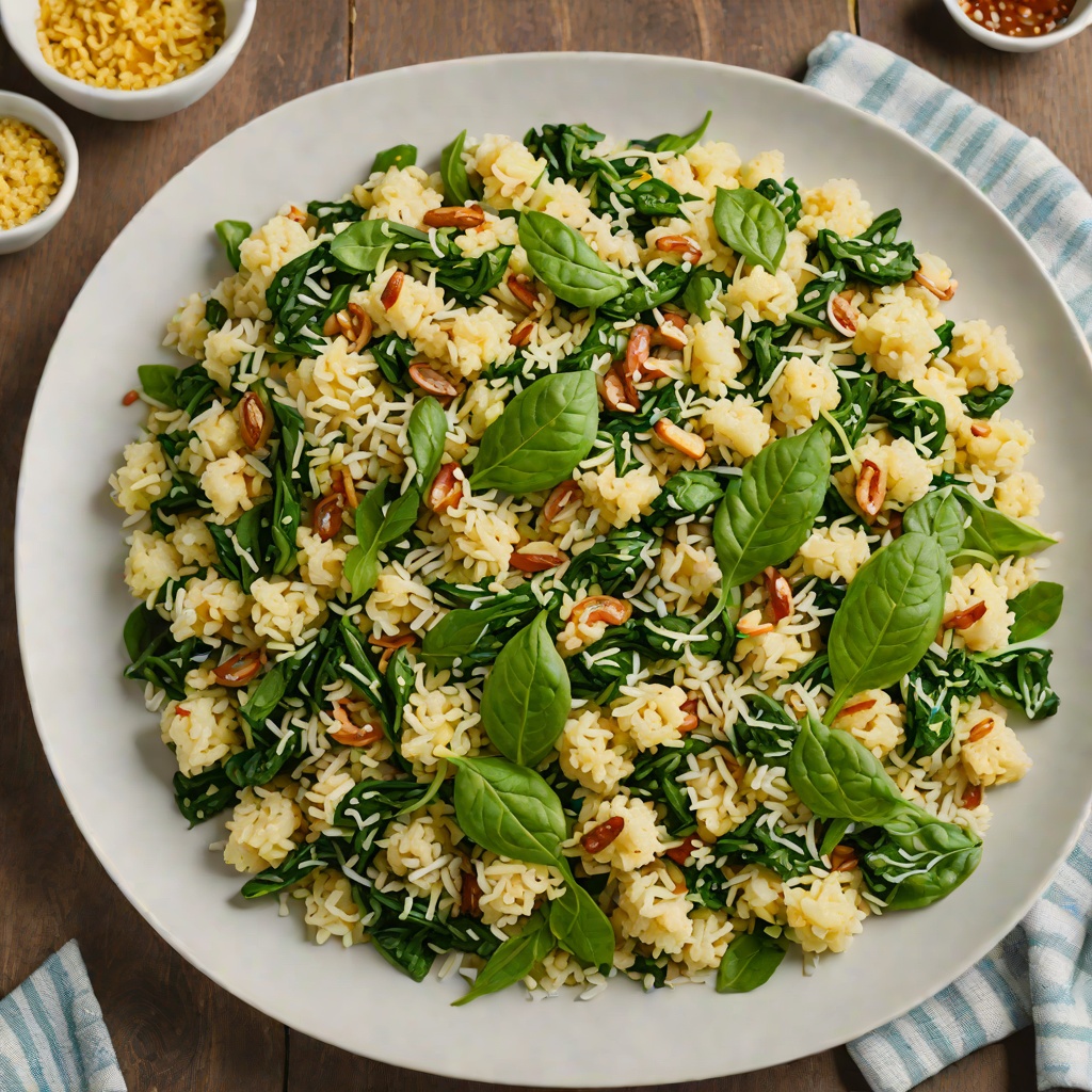 Cauliflower Rice Stir-Fry with Garlic Butter and Spinach