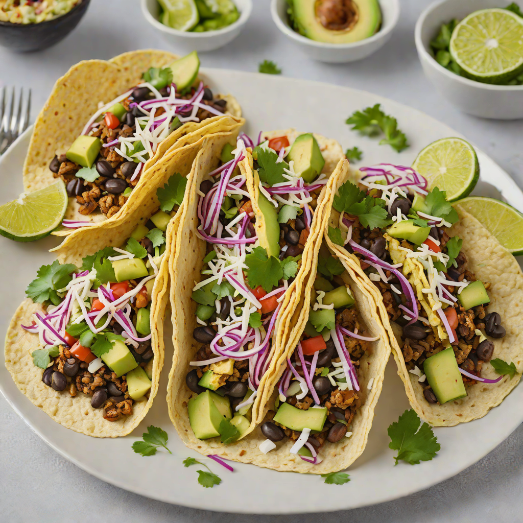 Half-and-Half Avocado Black Bean Tacos with Spicy Lime Slaw