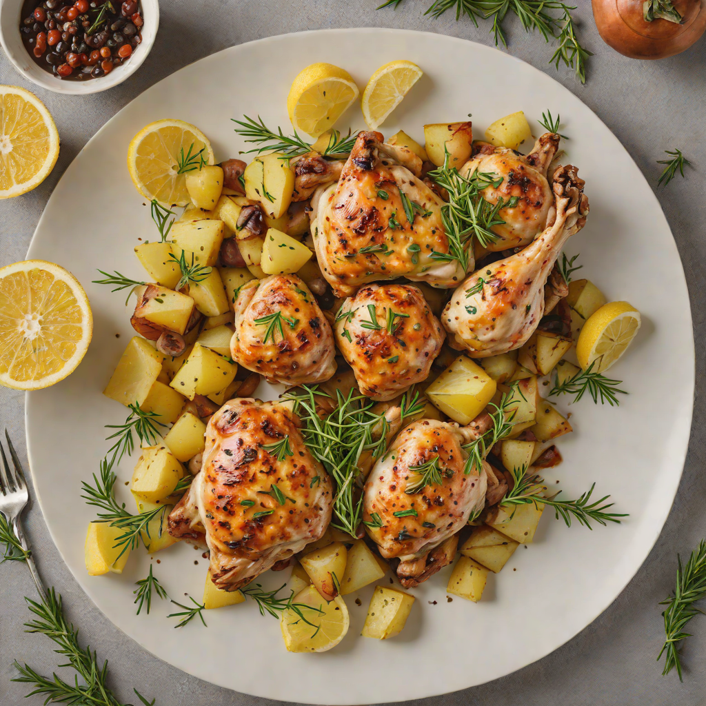 Slow-Cooked Greek Lemon Chicken with Potatoes and Rosemary
