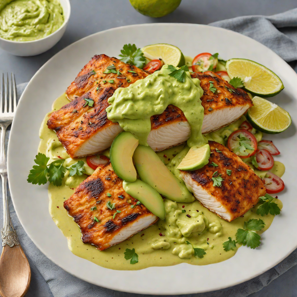 Seared Cajun-Spiced Catfish with Creamy Avocado Sauce