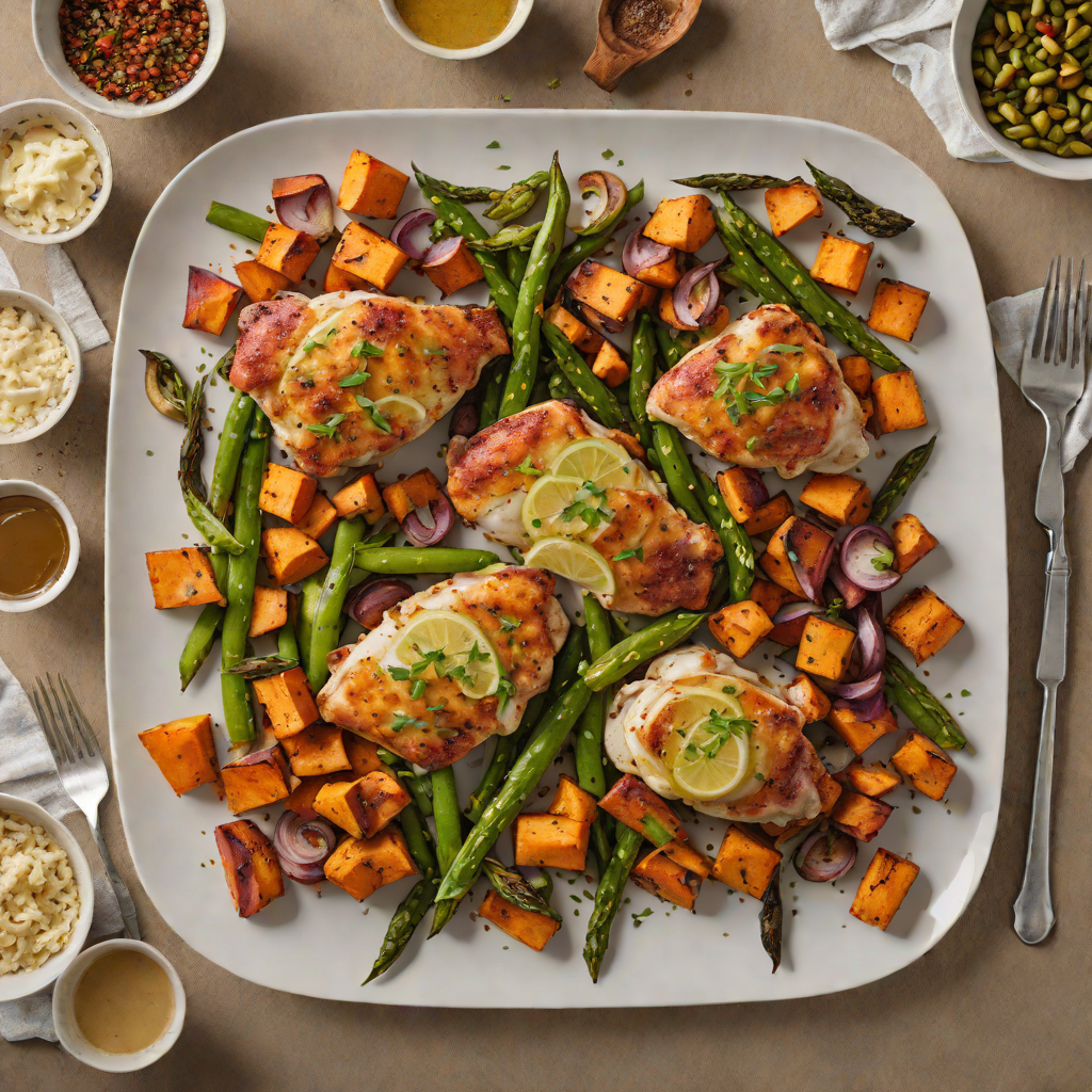 Sheet Pan Cajun-Spiced Chicken with Roasted Sweet Potatoes and Okra