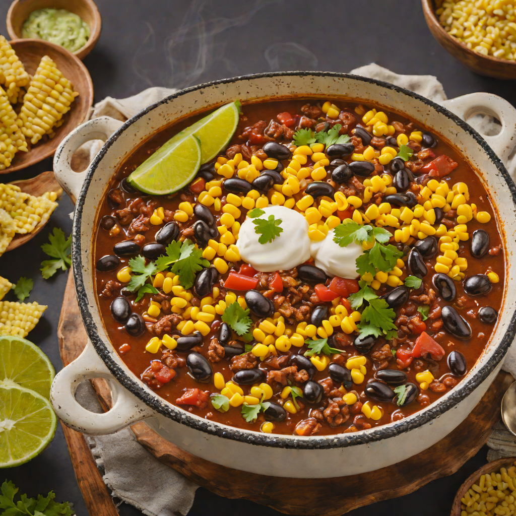 Spiced Aggie Chili with Black Beans and Roasted Corn