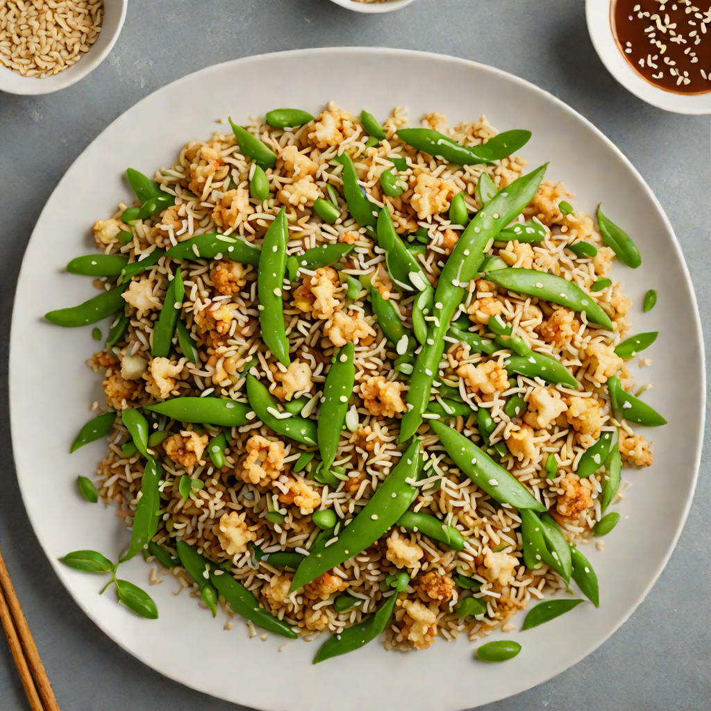 Stir-Fried Cauliflower Rice with Ginger, Snow Peas, and Sesame