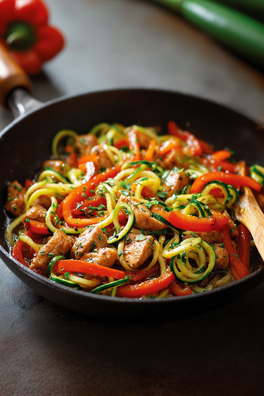 Zucchini Noodle Stir-Fry with Chicken & Ginger