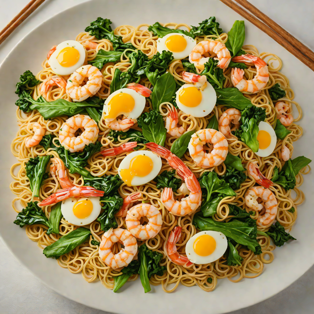 Stir-Fried Egg Noodles with Shrimp and Chinese Broccoli