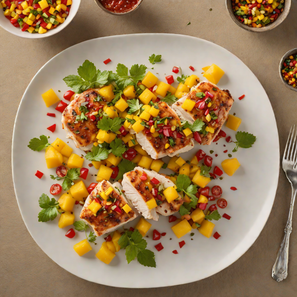 Flambéed Citrus Chicken with Spiced Mango Salsa