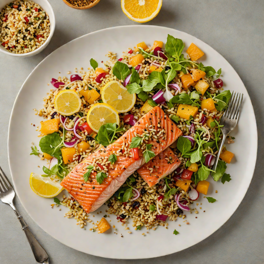 Grilled Herb-Marinated Salmon with Quinoa and Citrus Salad