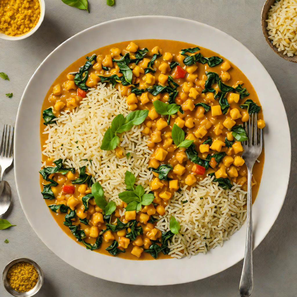 Sautéed Chickpea and Spinach Curry with Turmeric Rice