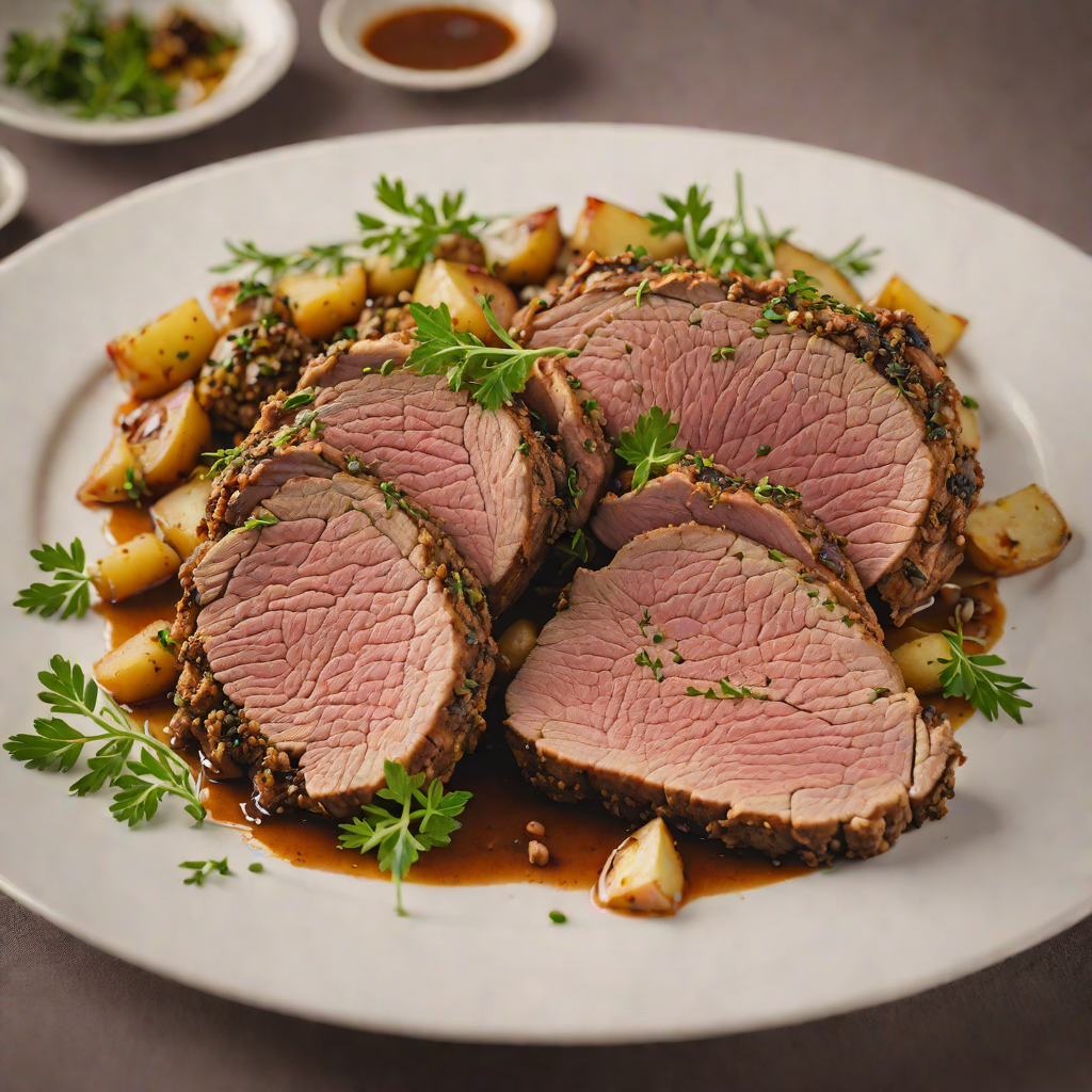 Slow-Roasted Leg of Lamb with Garlic and Herb Crust
