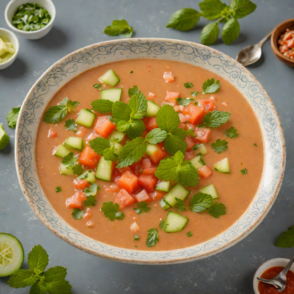 Cold Air-Burst Gazpacho with Cucumber and Mint