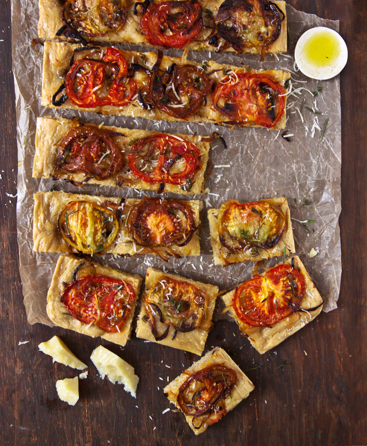 Half-and-Half Pizza with Tomato and Herb Toppings