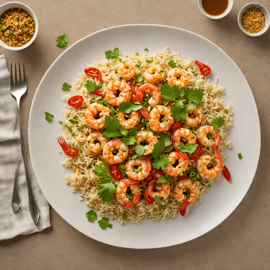 Stir-Fried Shrimp with Cauliflower Rice and Ginger-Garlic Sauce