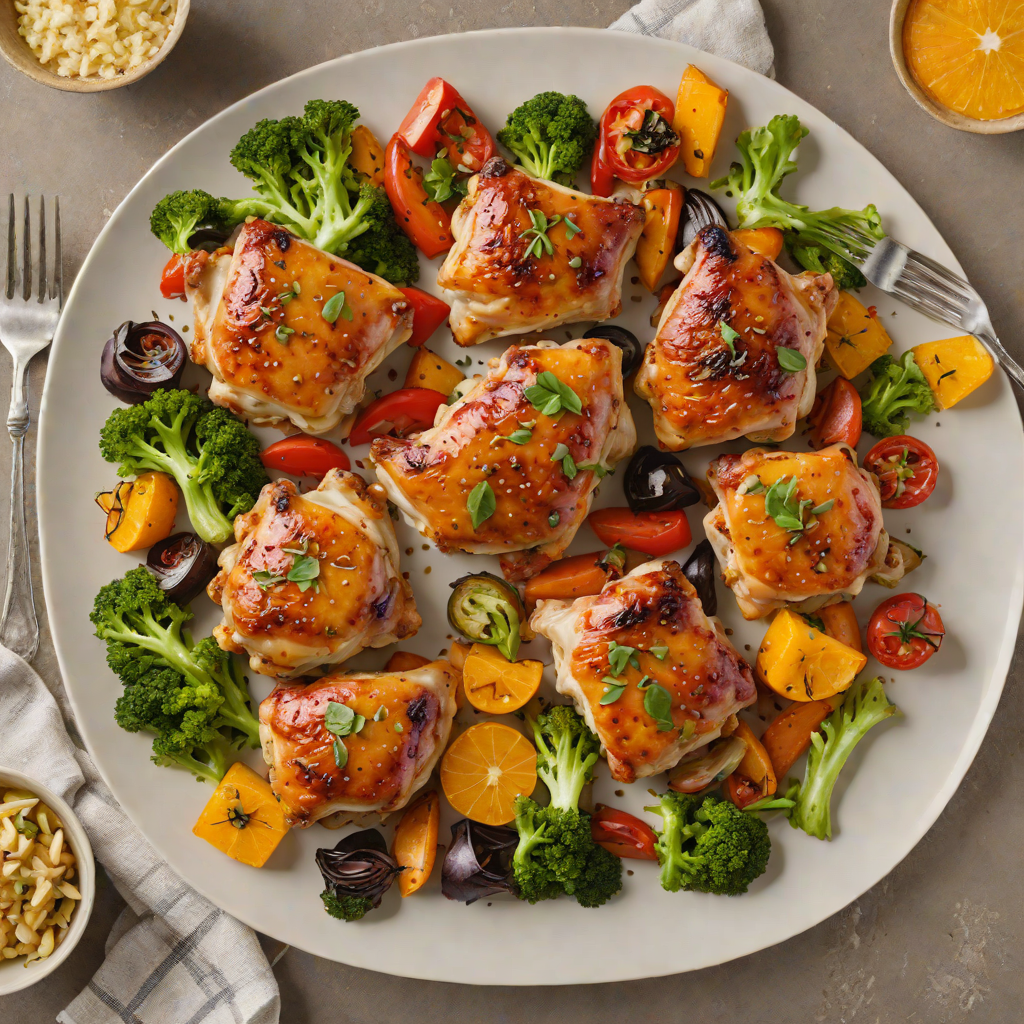 Sheet Pan Half-Orange Glazed Chicken Thighs with Roasted Vegetables