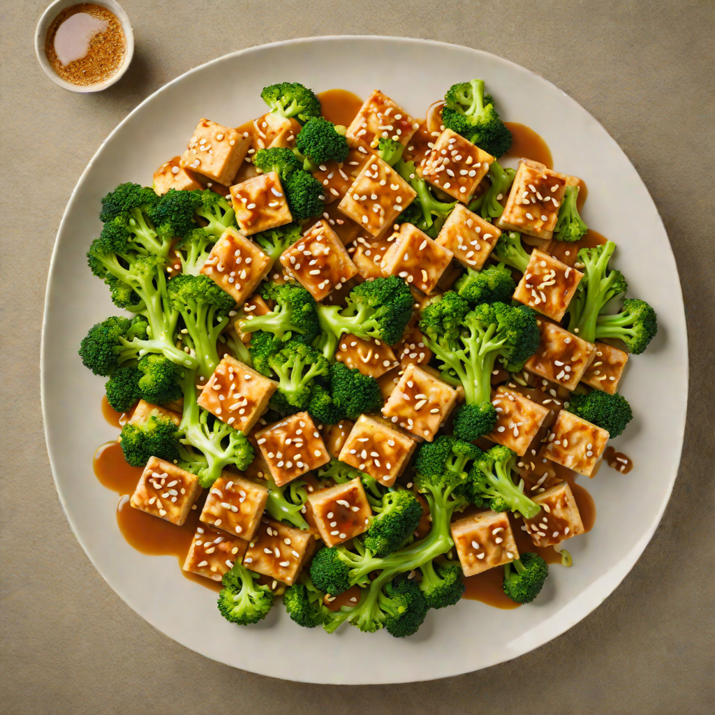 Vegetarian Stir-Fried Tofu and Broccoli with Ginger-Sesame Sauce
