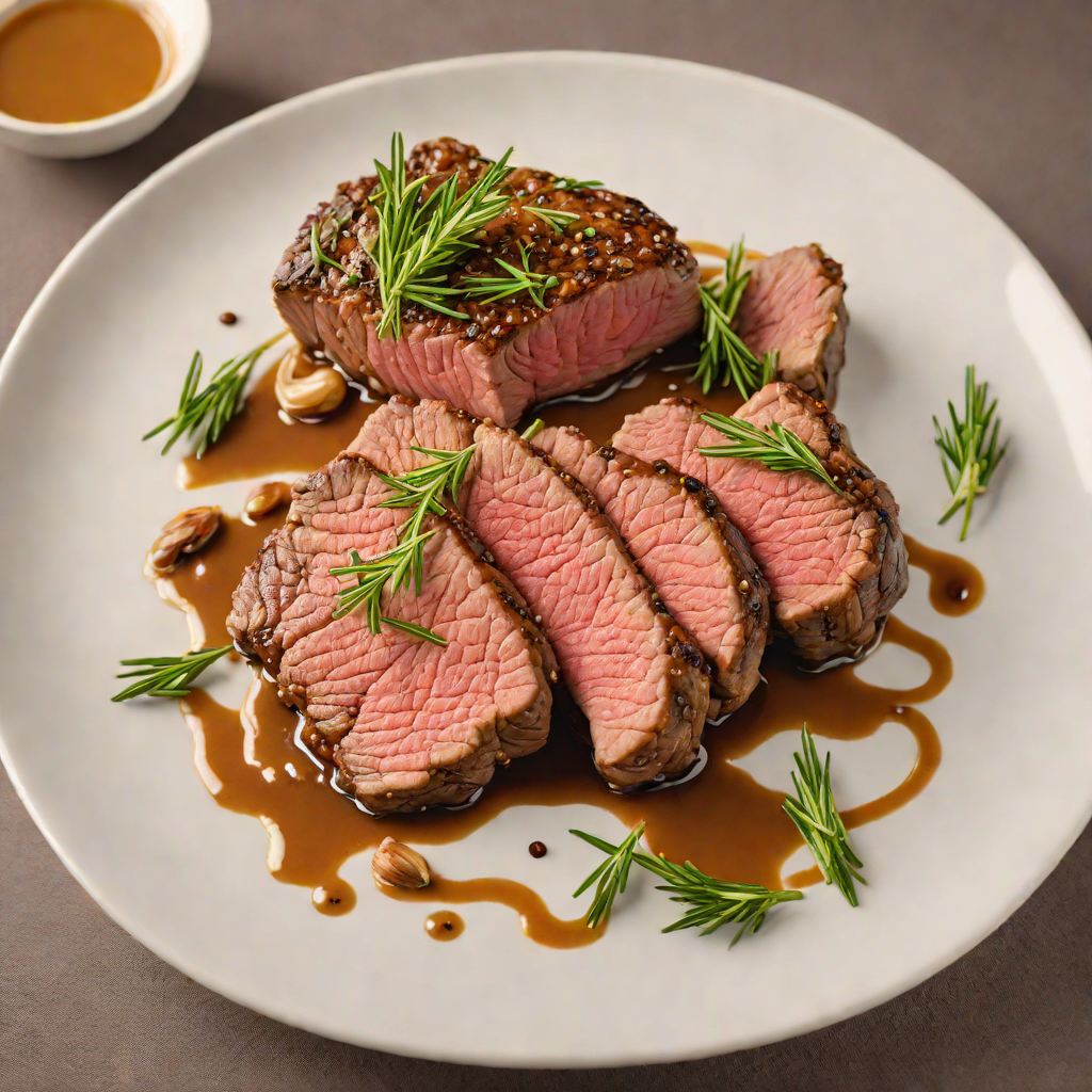 Pan-Seared Beef with Garlic and Rosemary Reduction