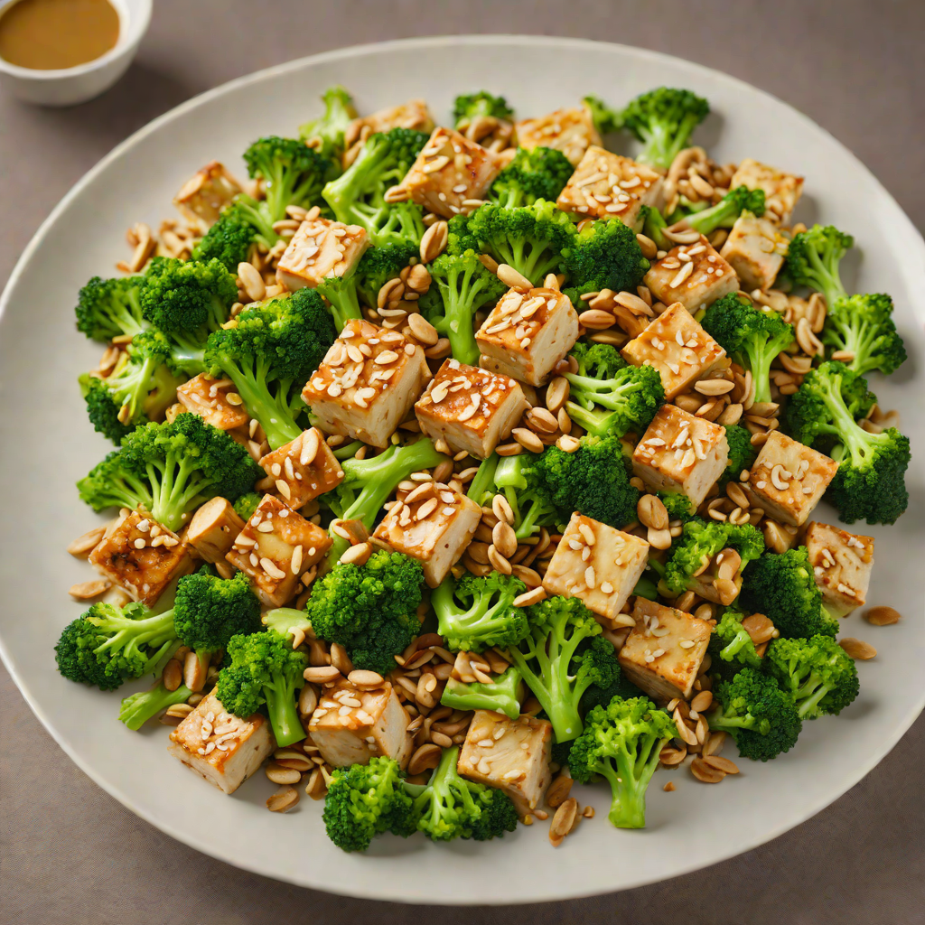 Stir-Fried Garlic Ginger Tofu with Broccoli and Cashews