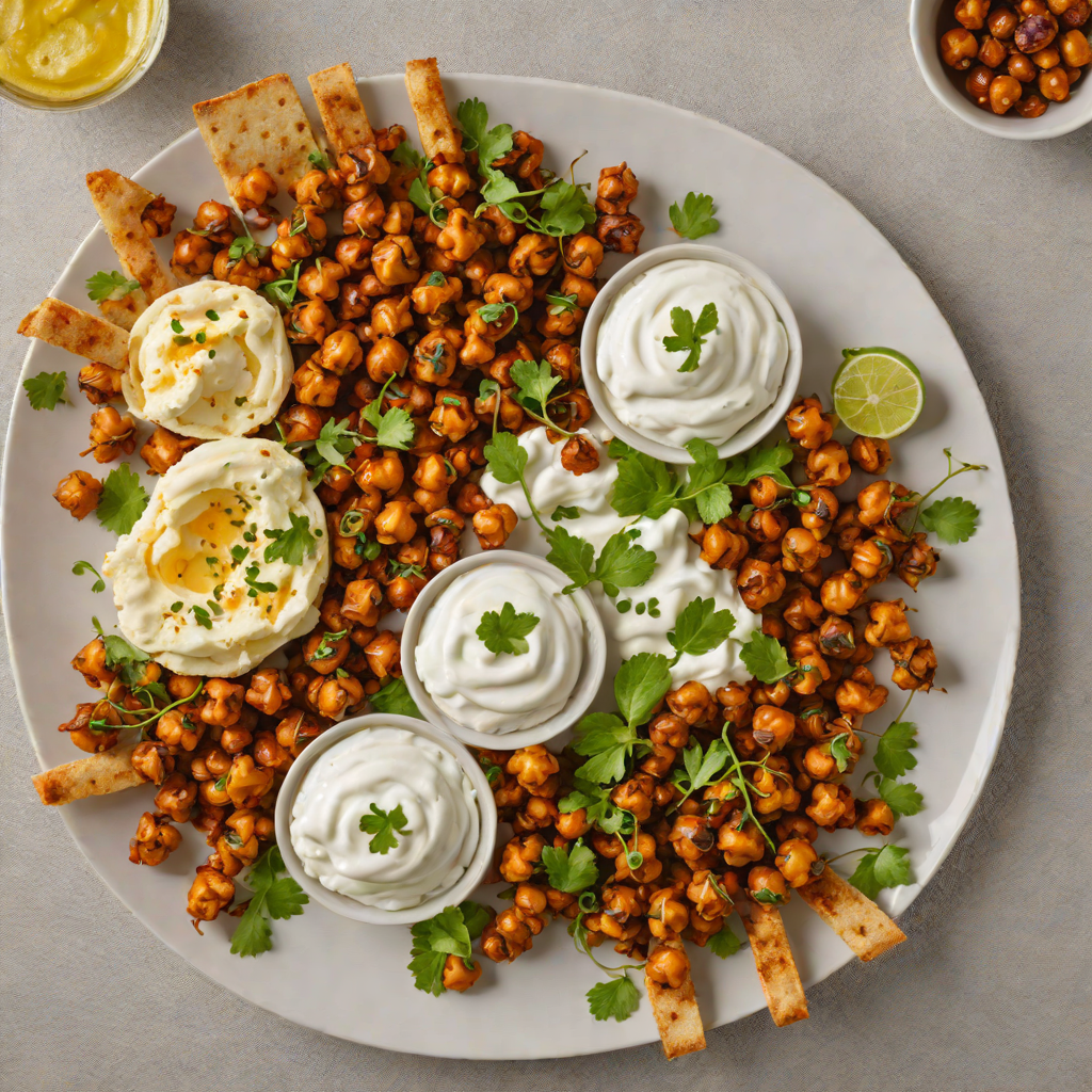 Spicy Mezze Platter with Harissa Roasted Chickpeas and Labneh