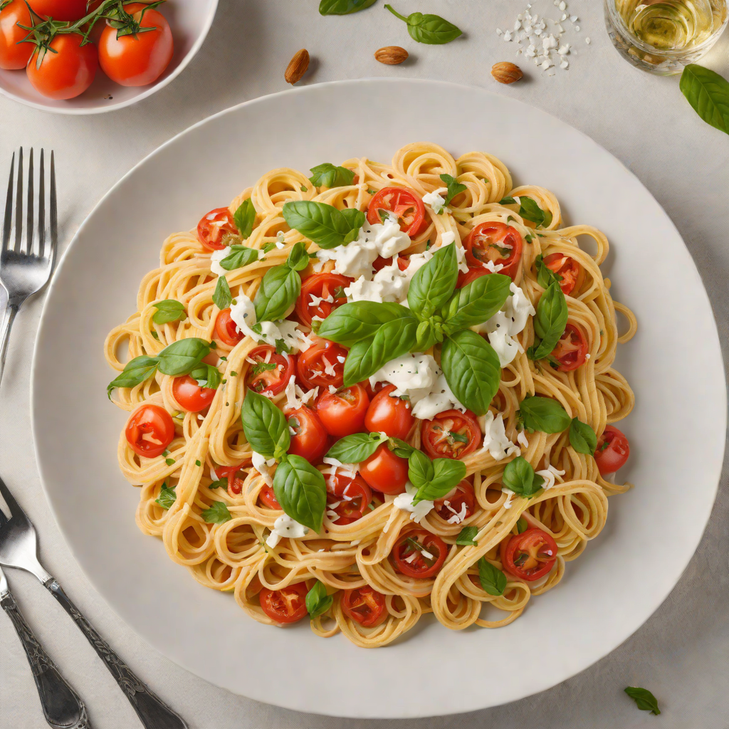 Vodka-Infused Tomato Basil Pasta with Garlic Cream Sauce