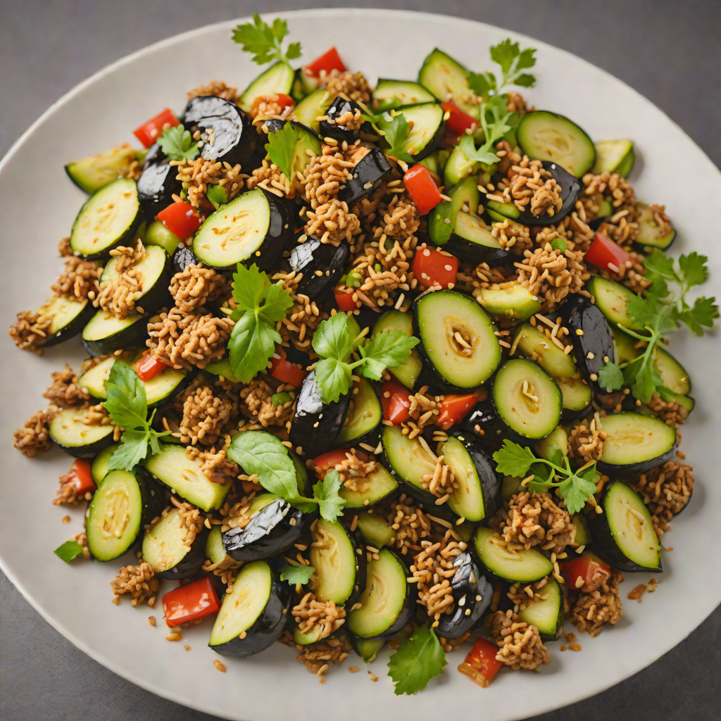 Eggplant and Zucchini Stir-Fry with Ground Turkey and Ginger