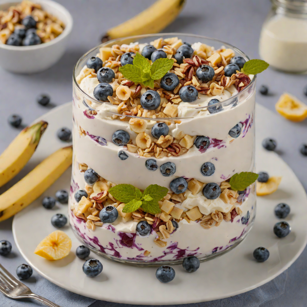 Frozen Banana and Blueberry Yogurt Parfait
