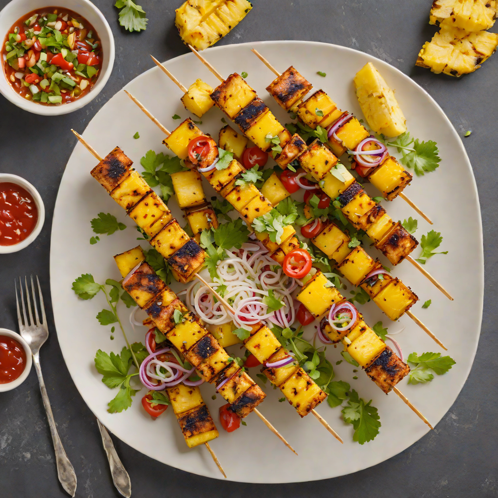 Grilled Caribbean-Style Jerk Tofu Skewers with Pineapple Salsa